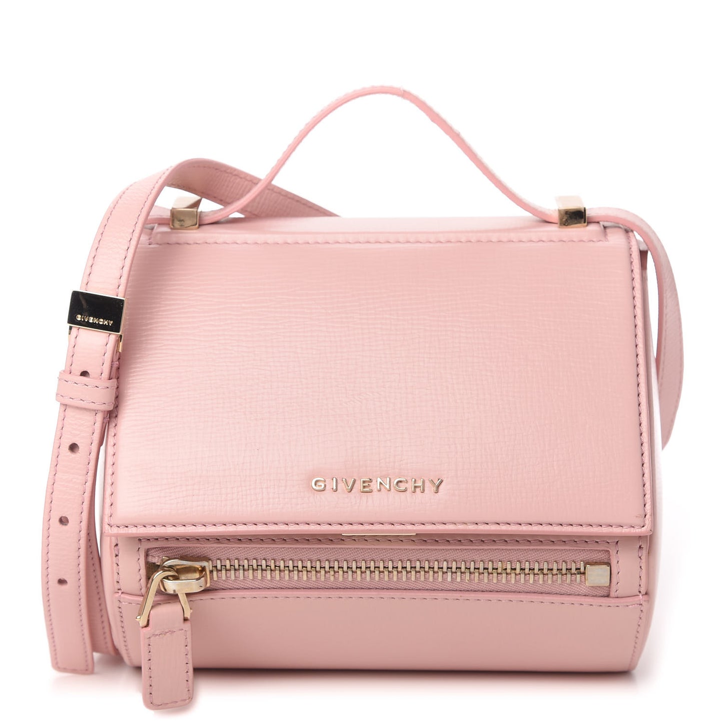 Textured Calfskin Mini Pandora Box Crossbody Bag Pink