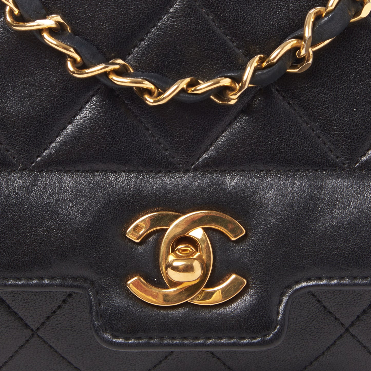 Lambskin Quilted Small Single Flap Black