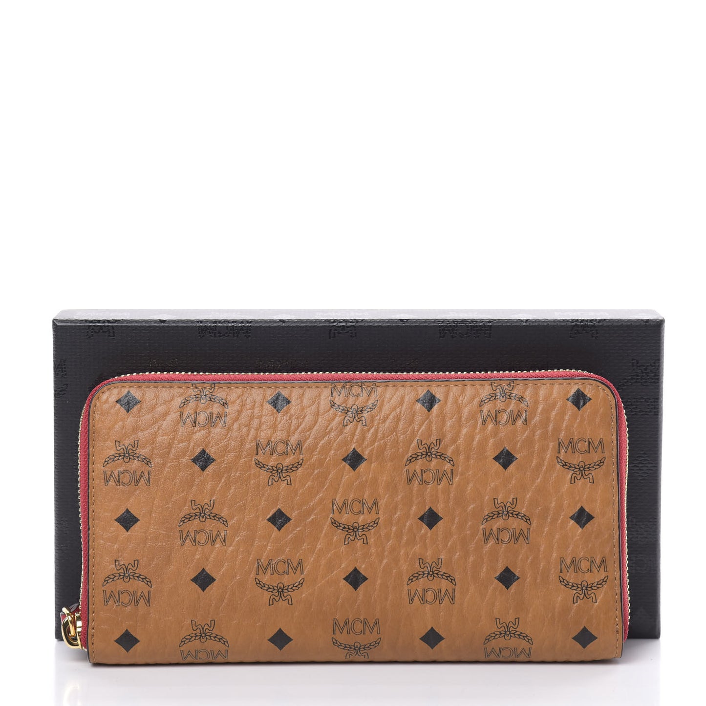 Visetos Large Zip Around Wallet Cognac Red