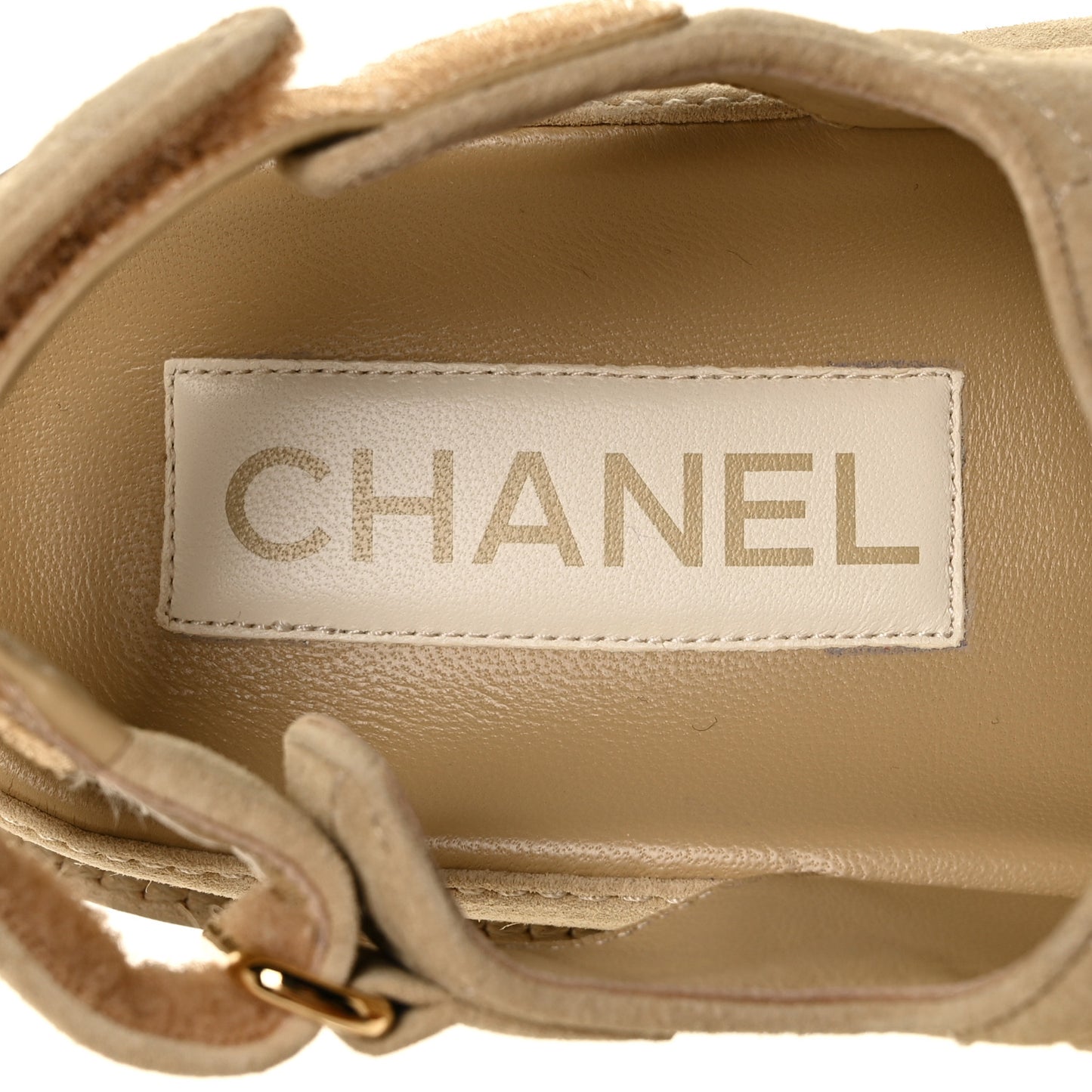 Suede Calfskin Velcro Dad Sandals 36.5 Beige