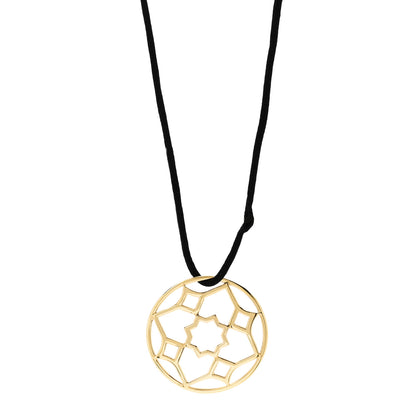 Tiffany 18K Yellow Gold Paloma Picasso Zellige Medallion Pendant Cord Necklace 1 of 5