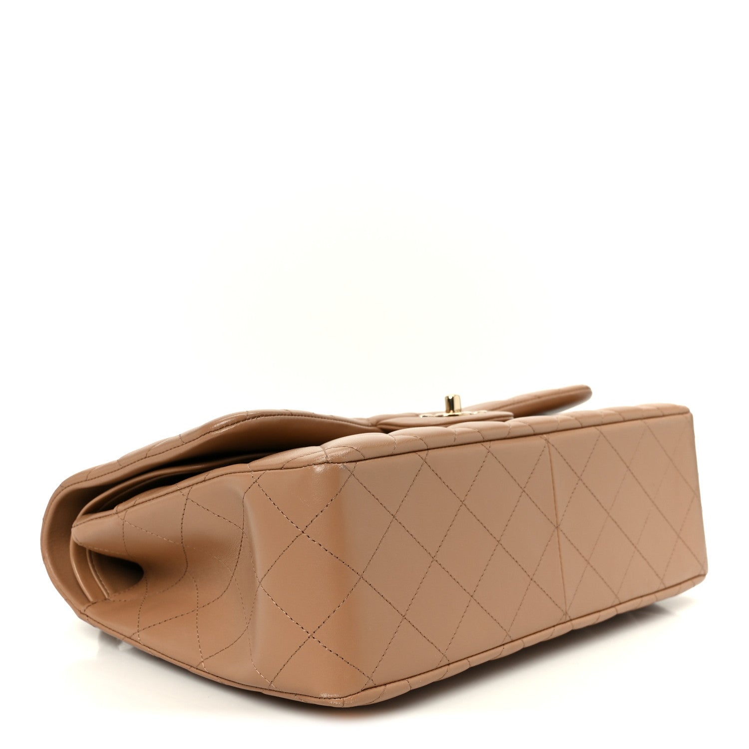 Chanel Lambskin Quilted Jumbo Double Flap Dark Beige 4 of 12