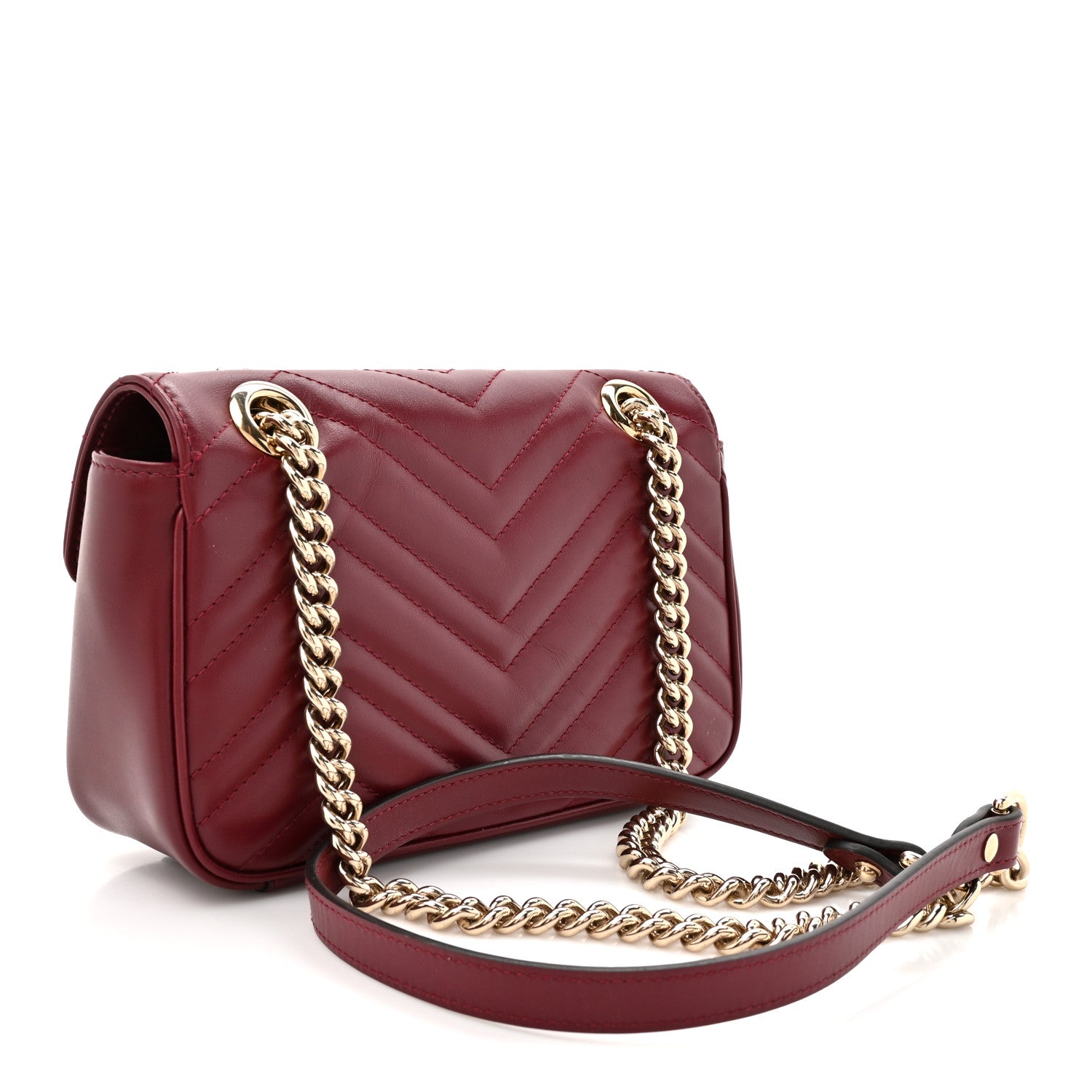 Gucci Calfskin Matelasse Mini GG Marmont Shoulder Bag Rosso Ancora 3 of 11