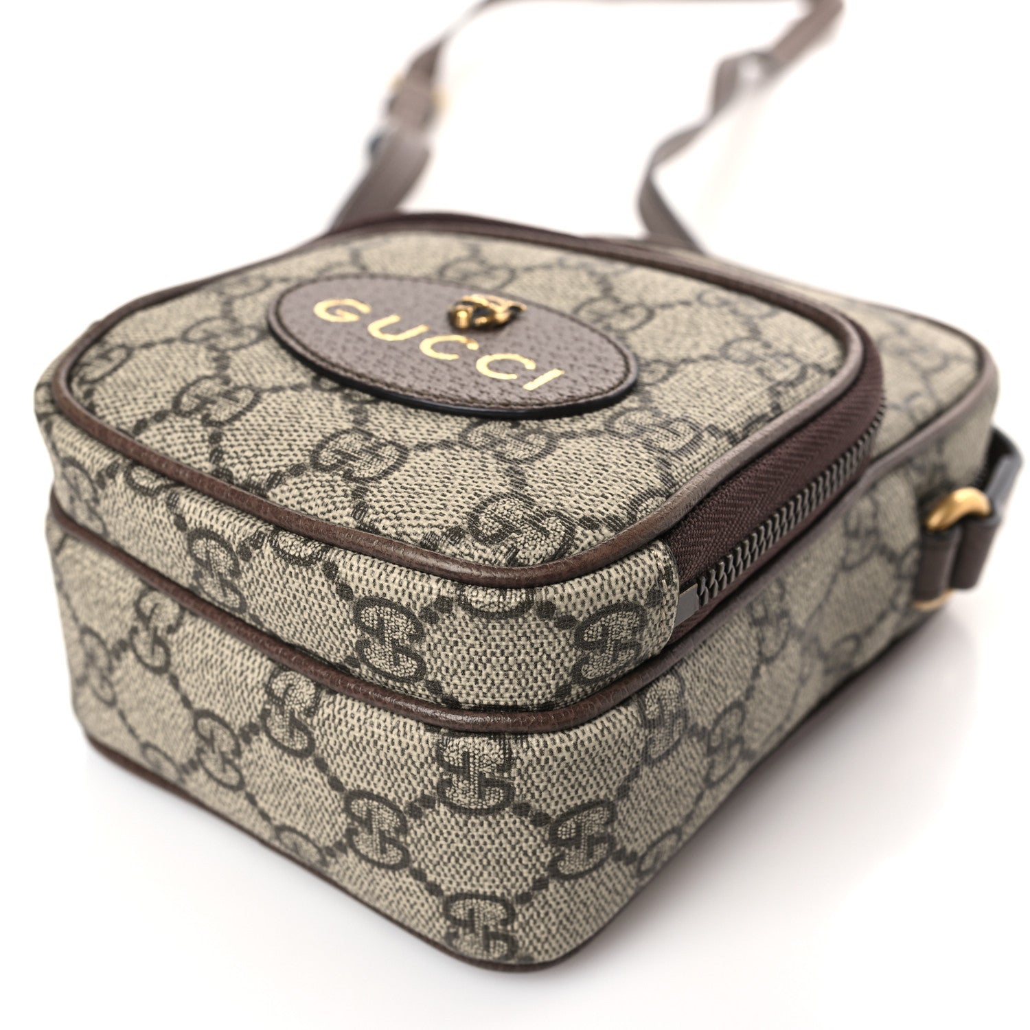 Gucci GG Supreme Monogram Mini Neo Vintage Double Zip Messenger Bag Beige New Acero Crop 9 of 10