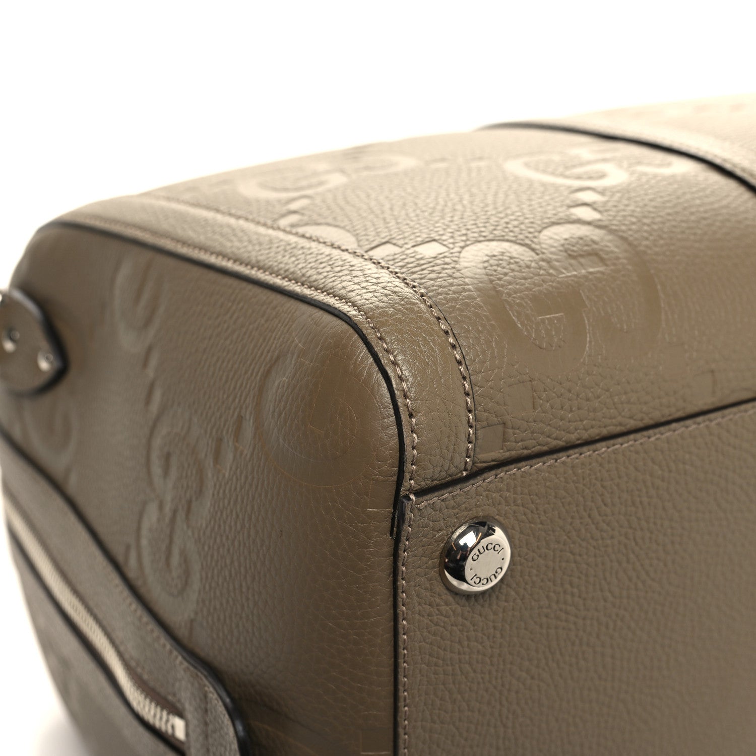 Gucci Piuma Calfskin Jumbo GG Embossed Large Duffle Bag Good Taupe 11 of 12