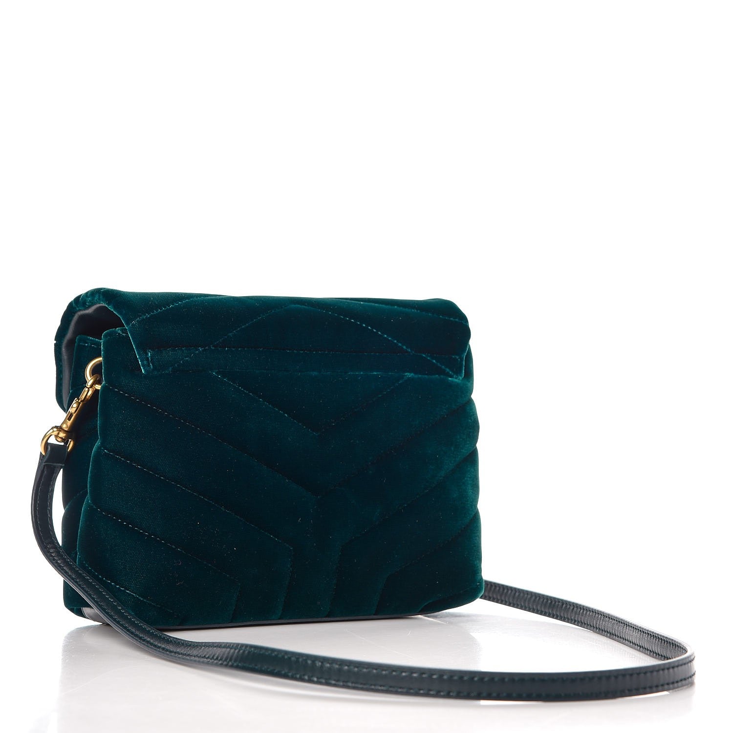 Saint Laurent Velvet Y Quilted Monogram Toy Loulou Chain Satchel Dark Ottanio 3 of 8