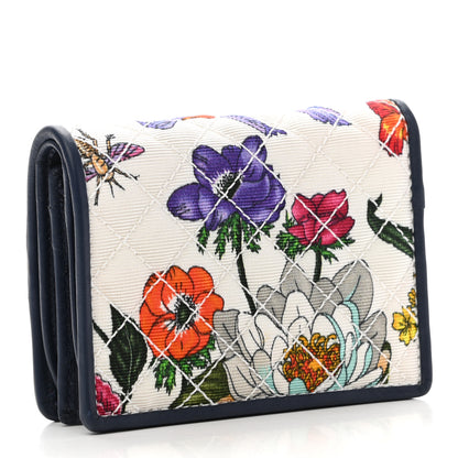 Gucci Canvas Flora Floral Trapuntata Zumi Card Case Wallet Great White Multicolor Blue Agata 3 of 8