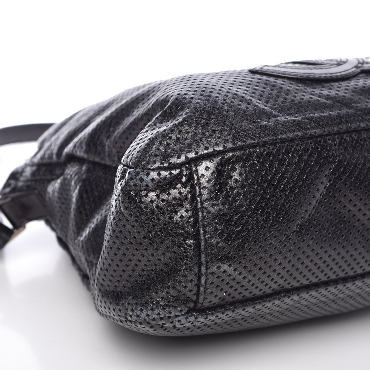 Glazed Calfskin Perforated Medium Rodeo Drive Tote Black