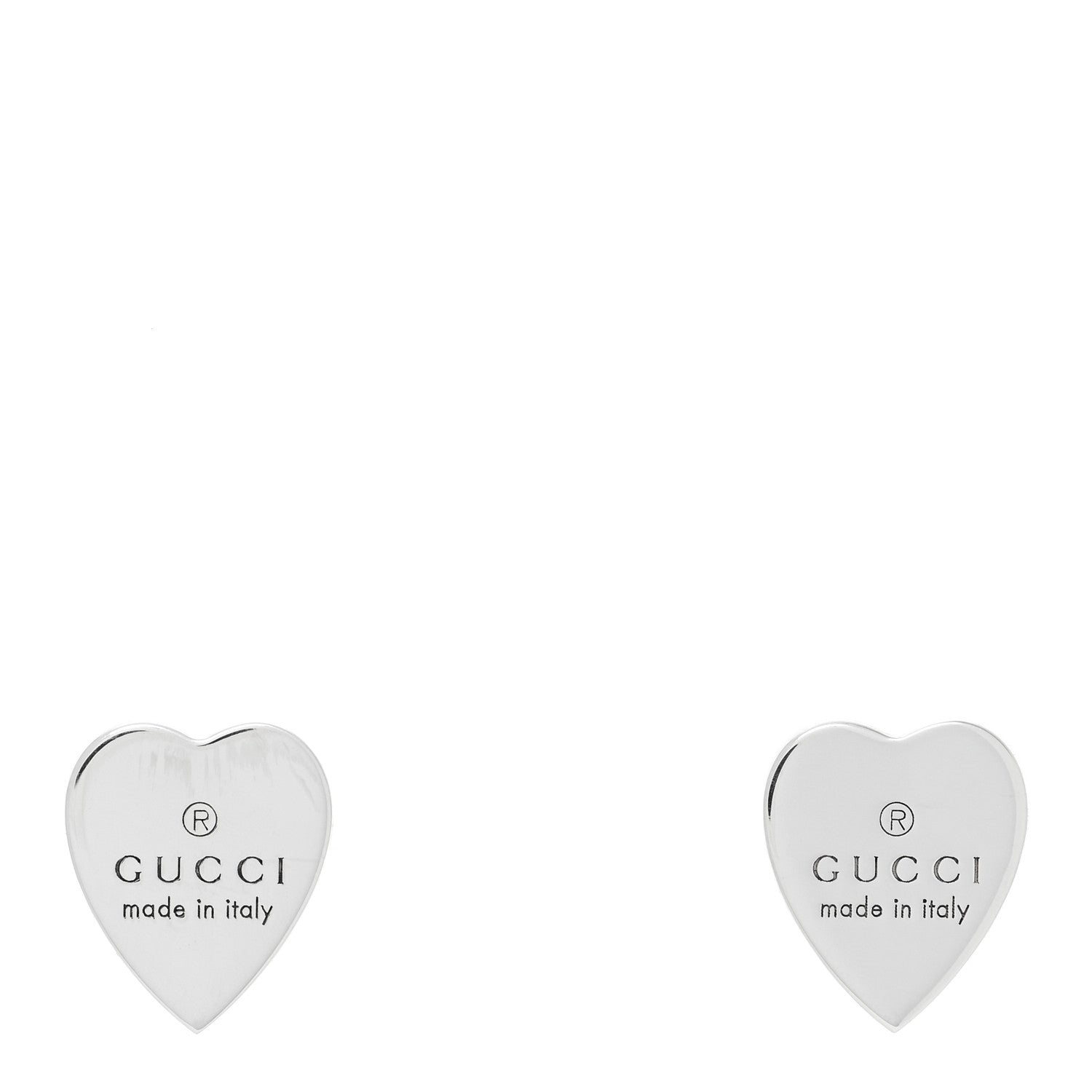 Gucci Sterling Silver Trademark Heart Stud Earrings 1 of 4