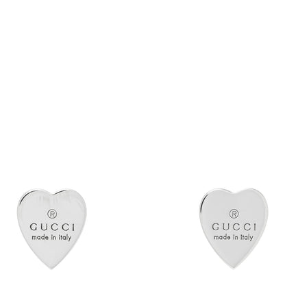Gucci Sterling Silver Trademark Heart Stud Earrings 1 of 4