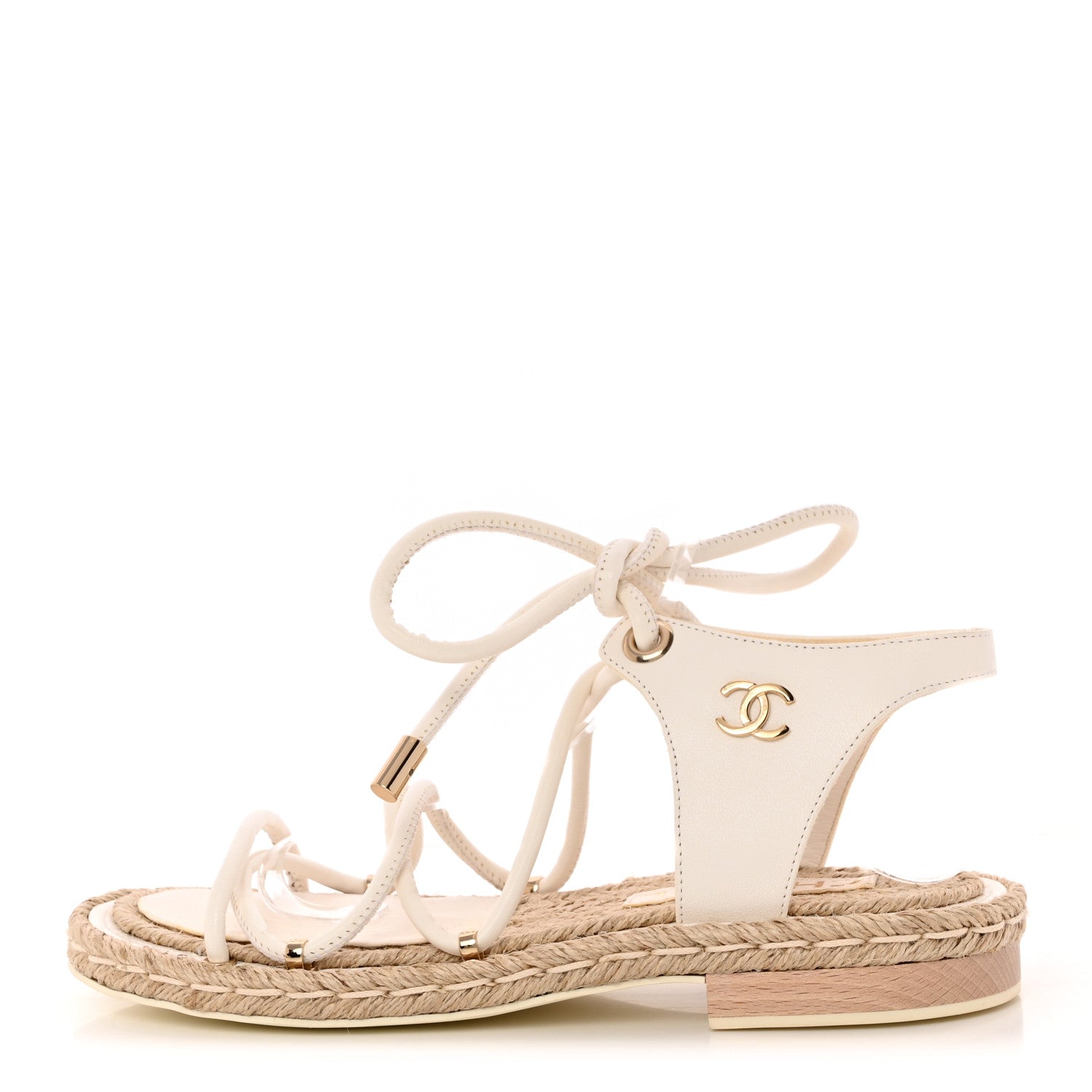 Chanel Lambskin Espadrille Sandals 36 White 1 of 9