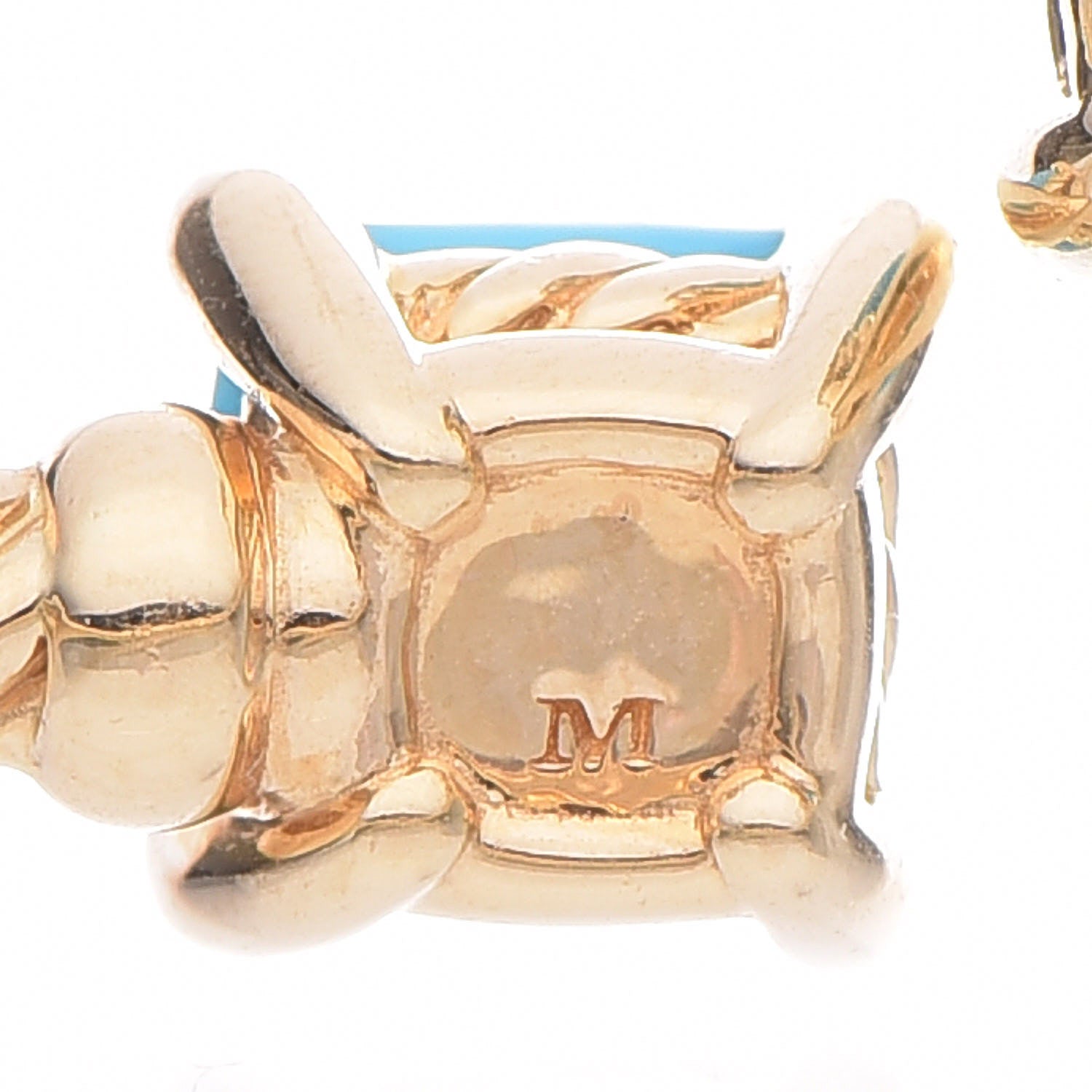 David Yurman 18K Yellow Gold Turquoise Diamond Chatelaine Bypass Bracelet 5 of 5