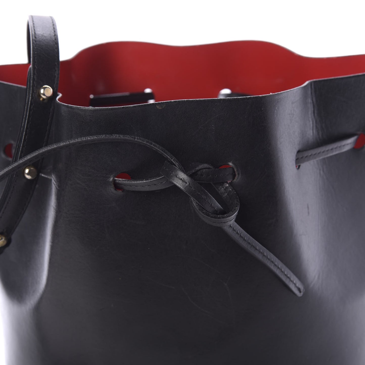 Vegetable Tanned Calfskin Bucket Bag Black Flamma