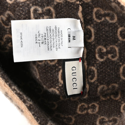 Gucci Wool GG Monogram Fog Tricot Beanie Hat M Beige Dark Brown 5 of 5