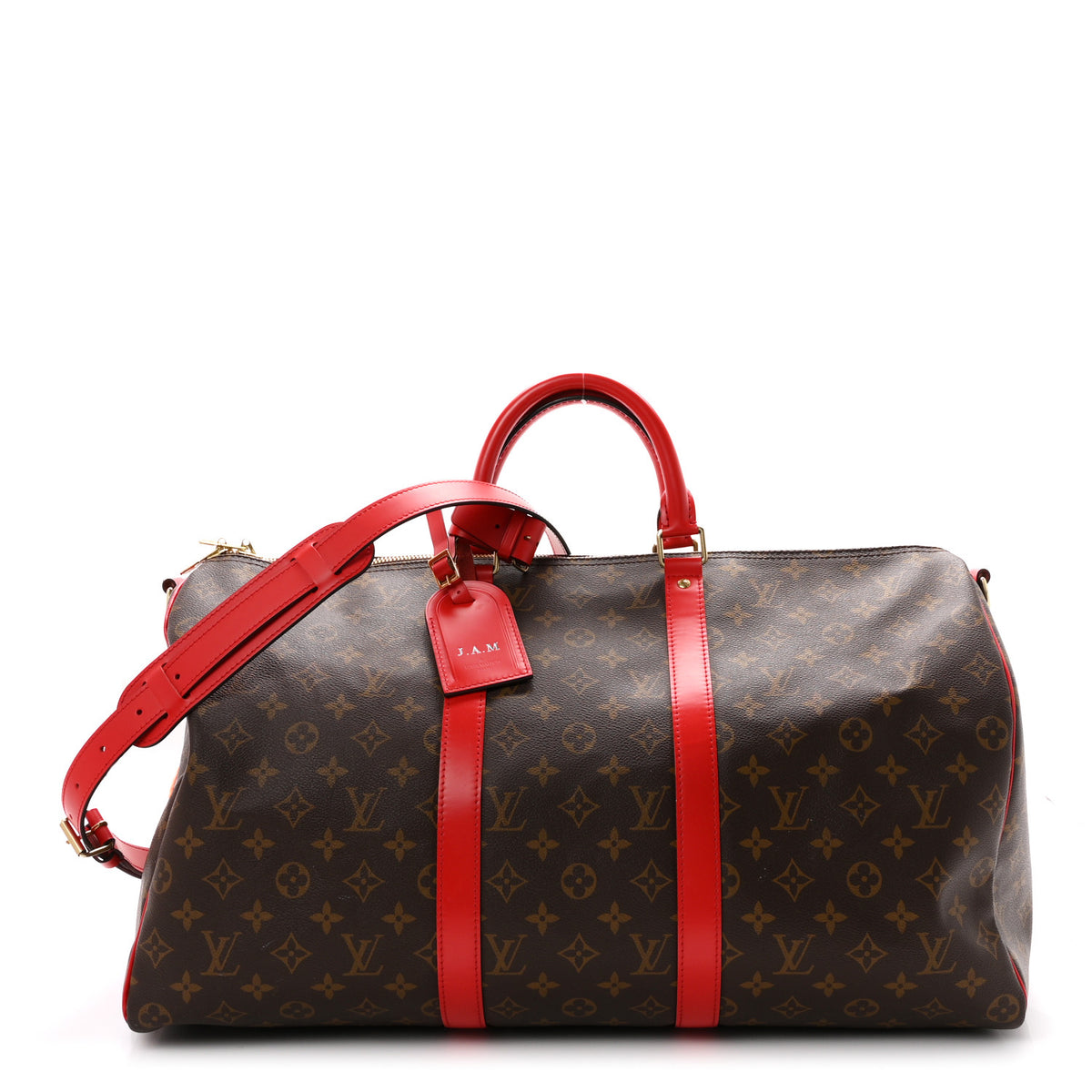 Louis Vuitton Calfskin Monogram Keepall Bandouliere 50 Coquelicot 1 of 9