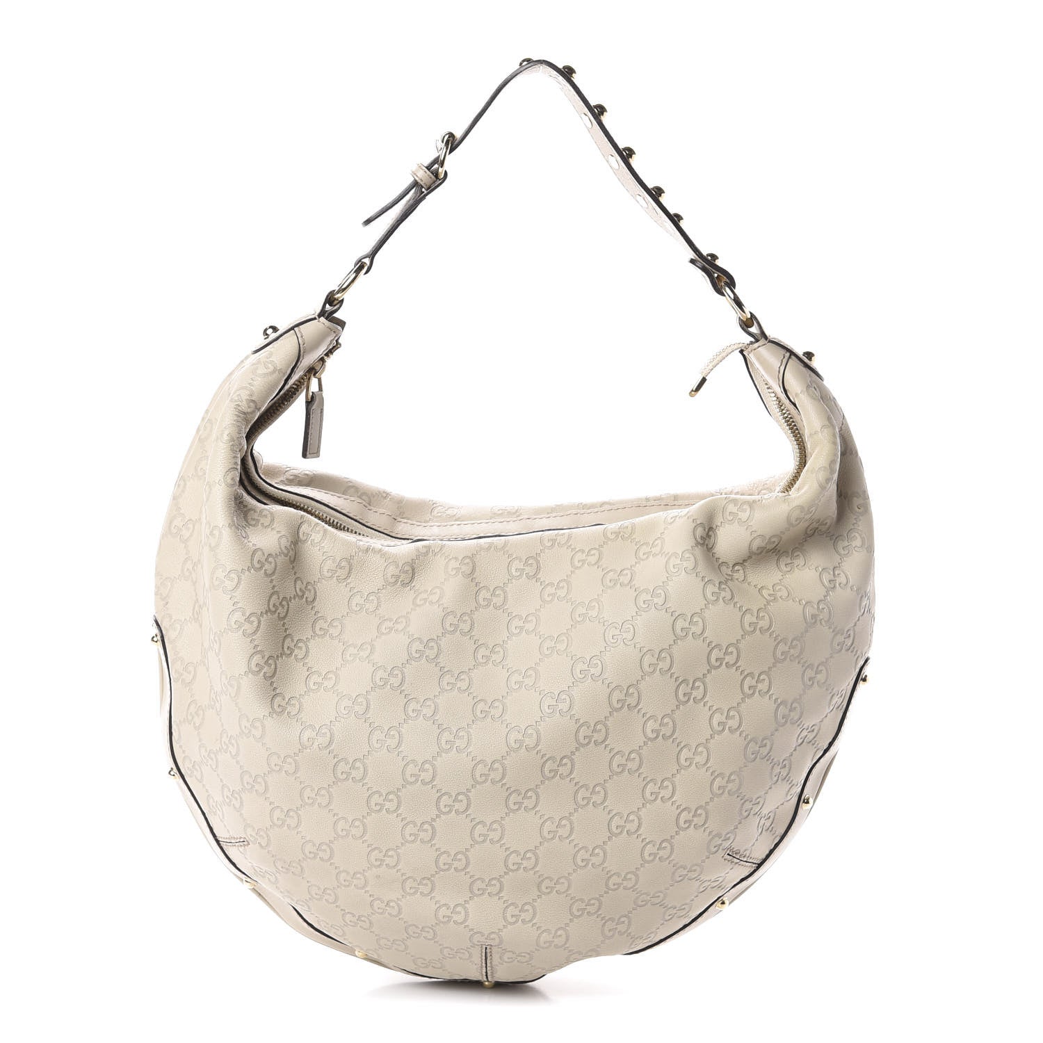 Gucci Guccissima Large Biba Studded Hobo Off White 1 of 9