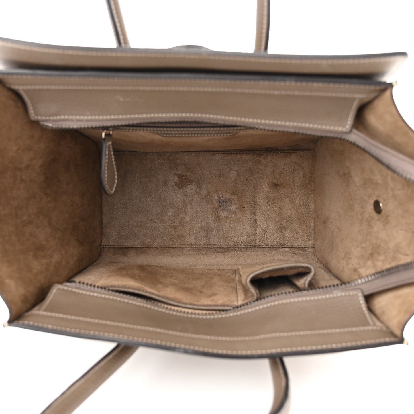 Smooth Calfskin Interstice Micro Luggage Light Taupe