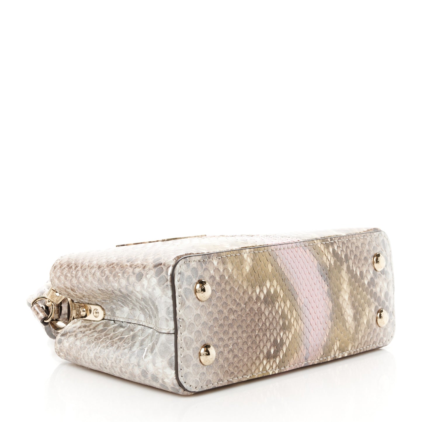 Metallic Snakeskin Capucines Mini Dore
