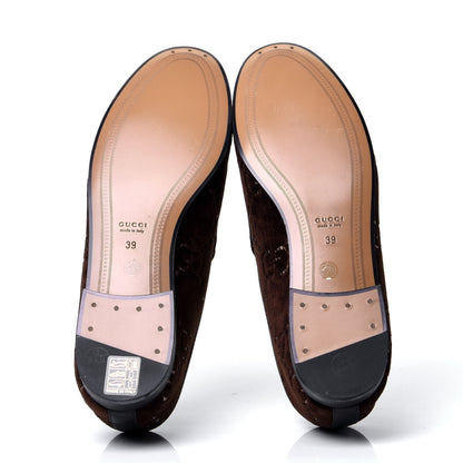Gucci Velvet GG Monogram Horsebit Womens Jordaan Loafers 39 Brown Black 5 of 6