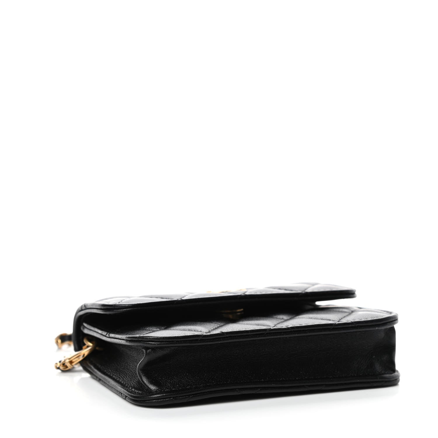 Chanel Lambskin Quilted Pearl Crush Clutch With Chain Black 3 of 4