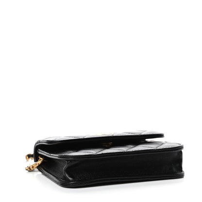 Chanel Lambskin Quilted Pearl Crush Clutch With Chain Black 3 of 4