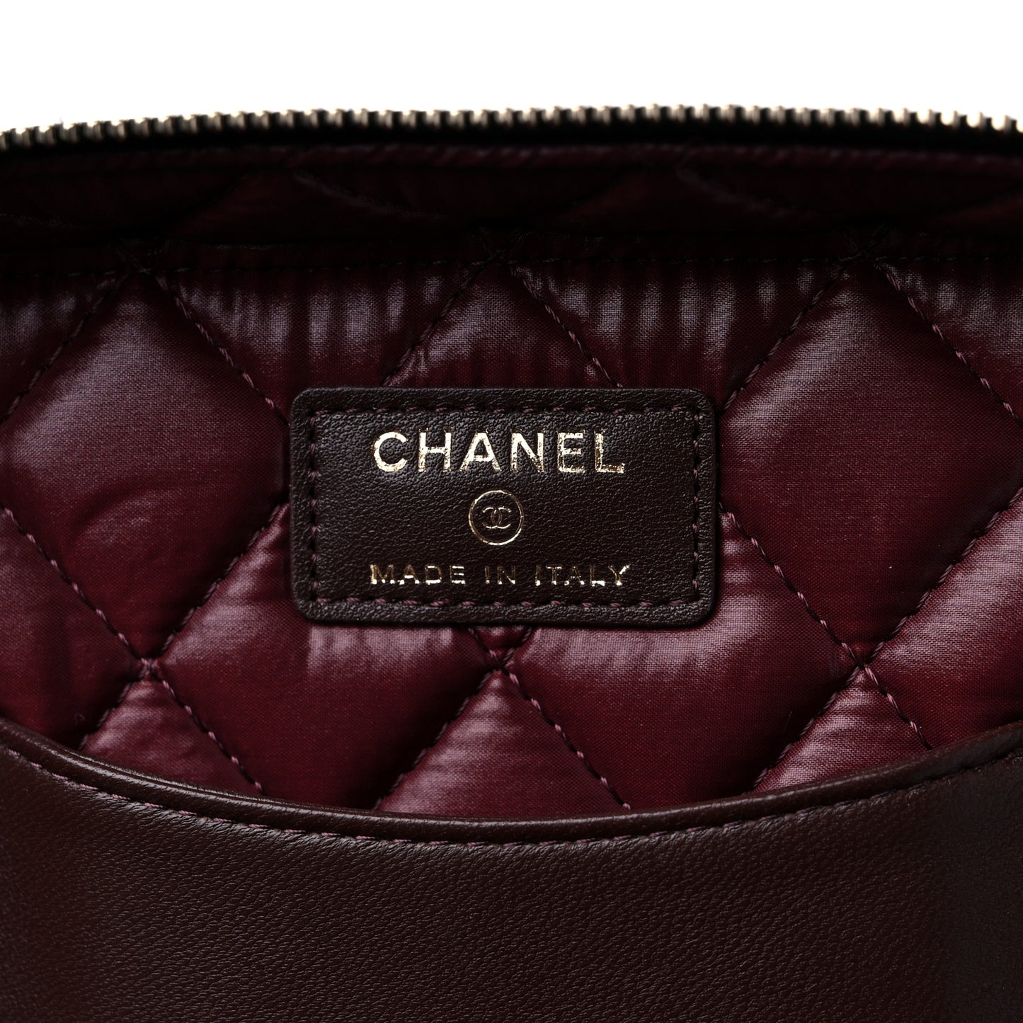 Lambskin Quilted Large Vanity Pouch Black