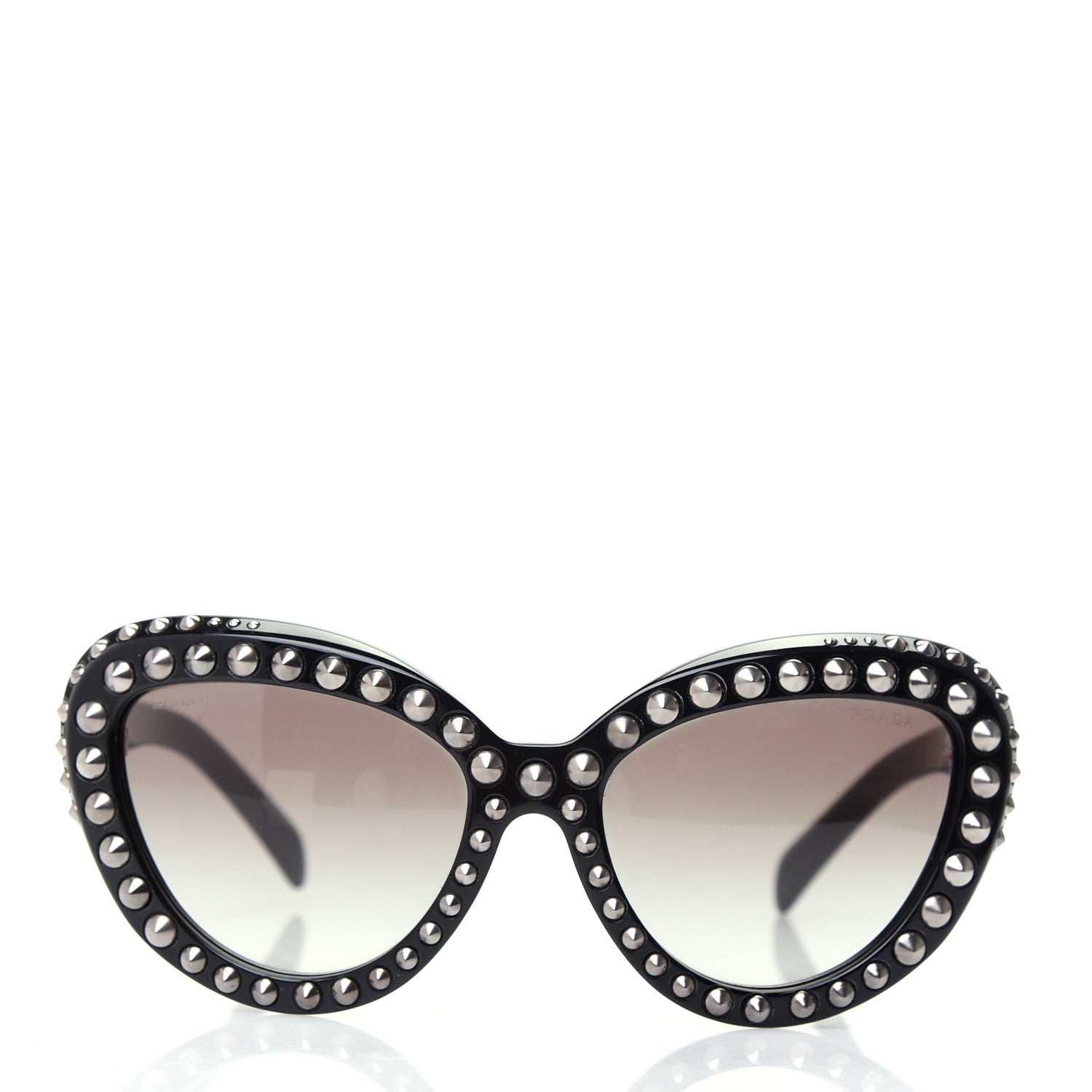 Prada Acetate Studded Ornate Cat Eye Sunglasses SPR 31Q Black 2 of 9