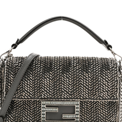 Fendi Fabric Beaded Woven Mini Baguette Clay Palladium 8 of 10