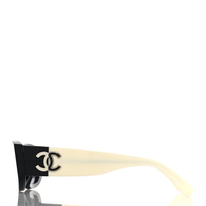 Chanel Acetate Rectangle Sunglasses 5525 Black White 3 of 8