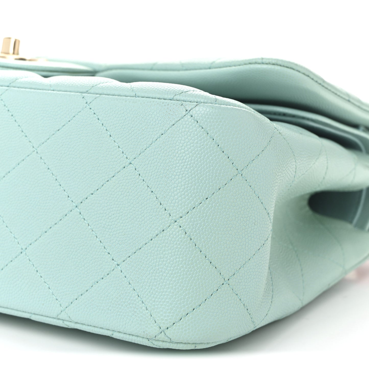 Caviar Quilted Jumbo Double Flap Light Blue