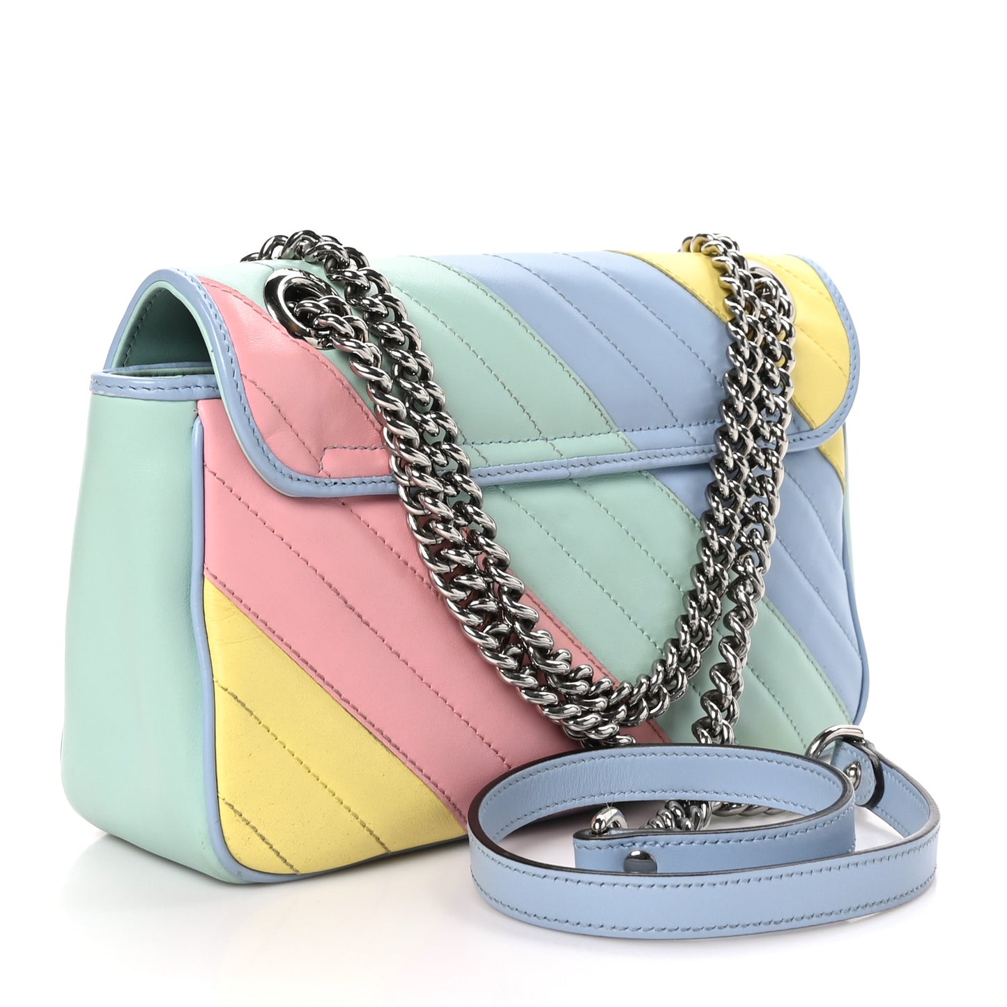 Calfskin Matelasse Diagonal Small GG Marmont Shoulder Bag Multicolor Pastel