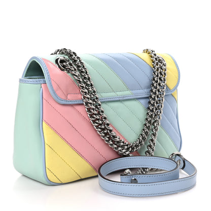 Gucci Calfskin Matelasse Diagonal Small GG Marmont Shoulder Bag Multicolor Pastel 3 of 11