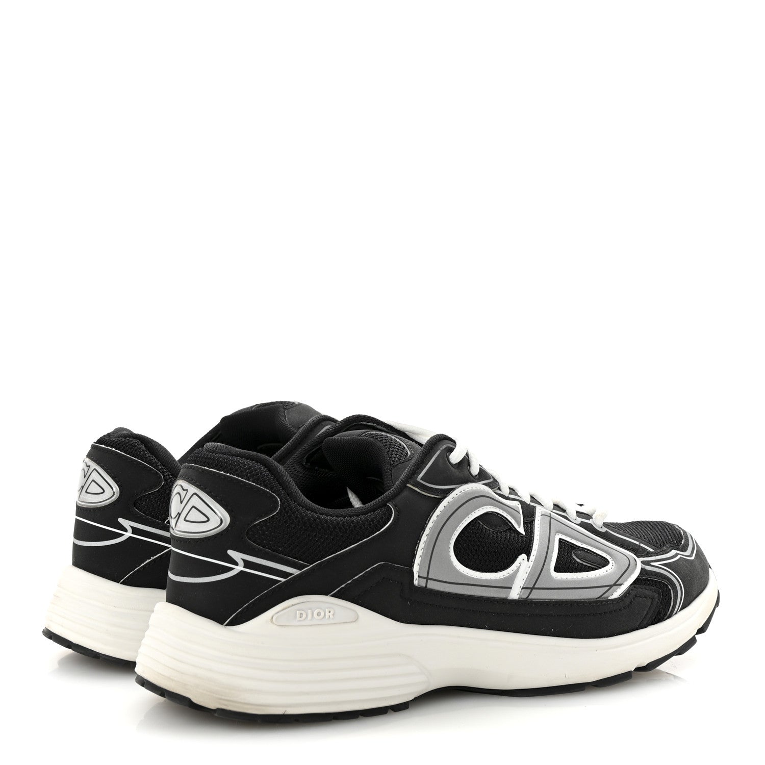 Christian Dior Technical Mesh Calfskin Mens B30 Sneakers 43 Black White 5 of 9