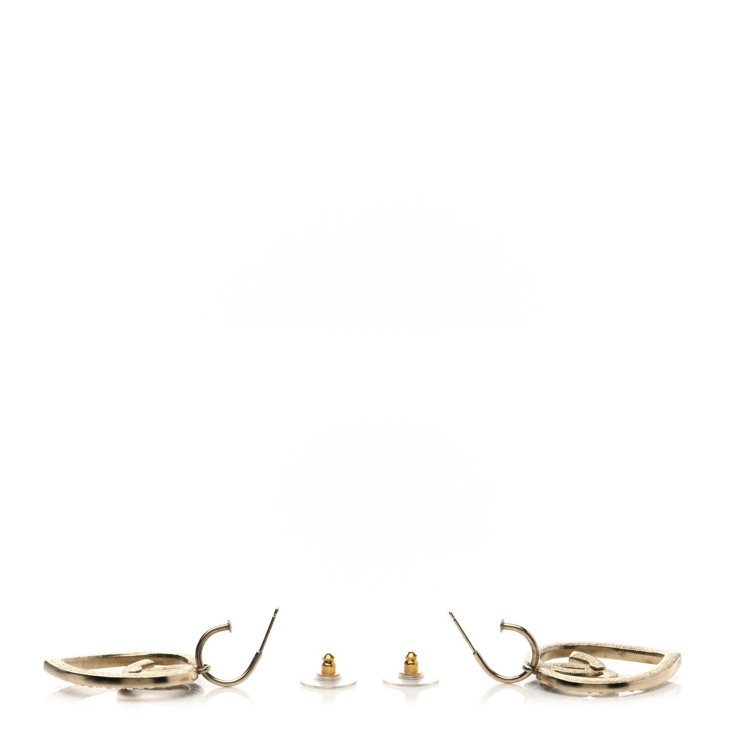 Metal Crystal CC Heart Drop Earrings Gold Black