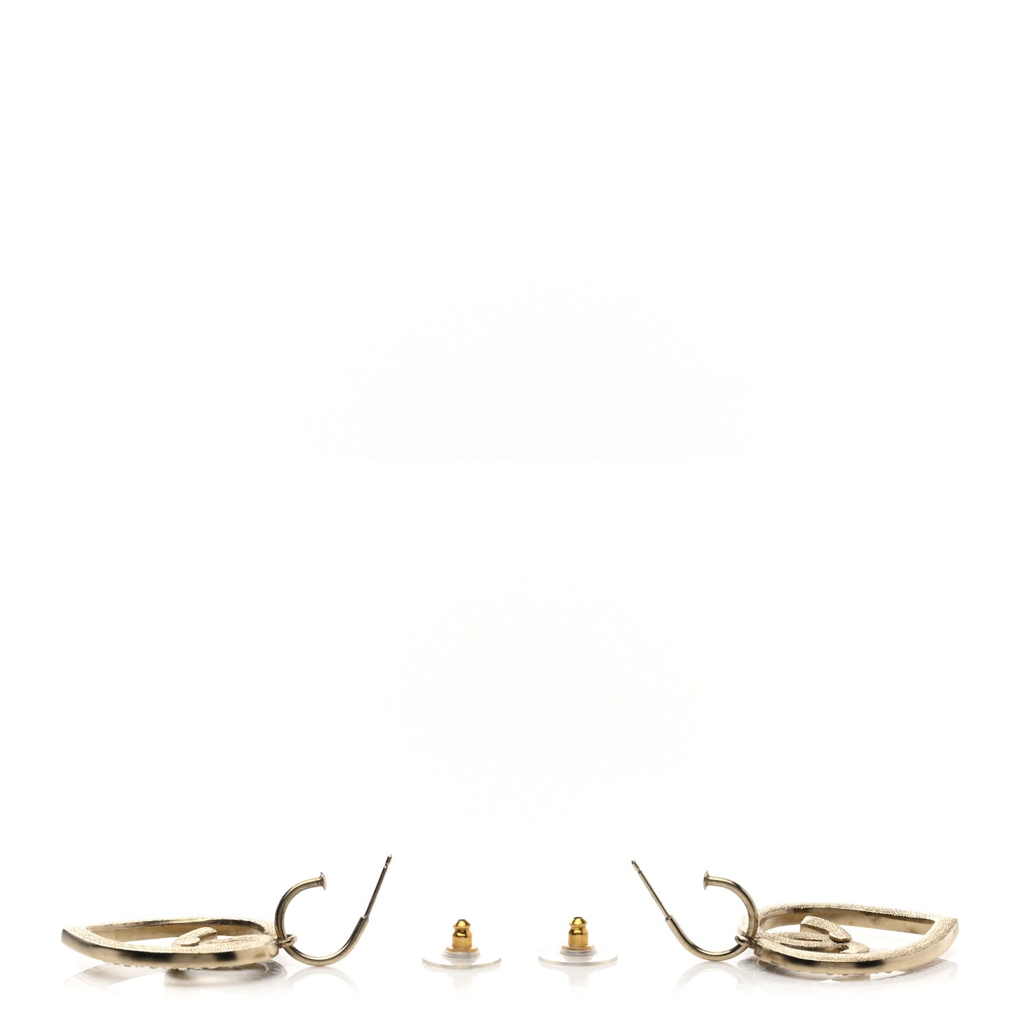 Chanel Metal Crystal CC Heart Drop Earrings Gold Black 3 of 4