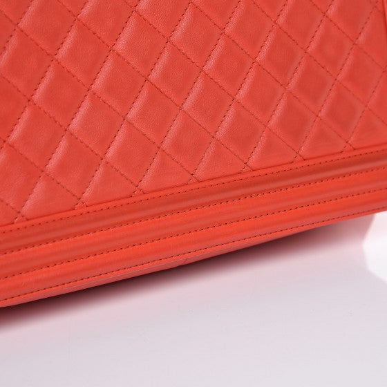 Lambskin Quilted New Medium Boy Flap Red