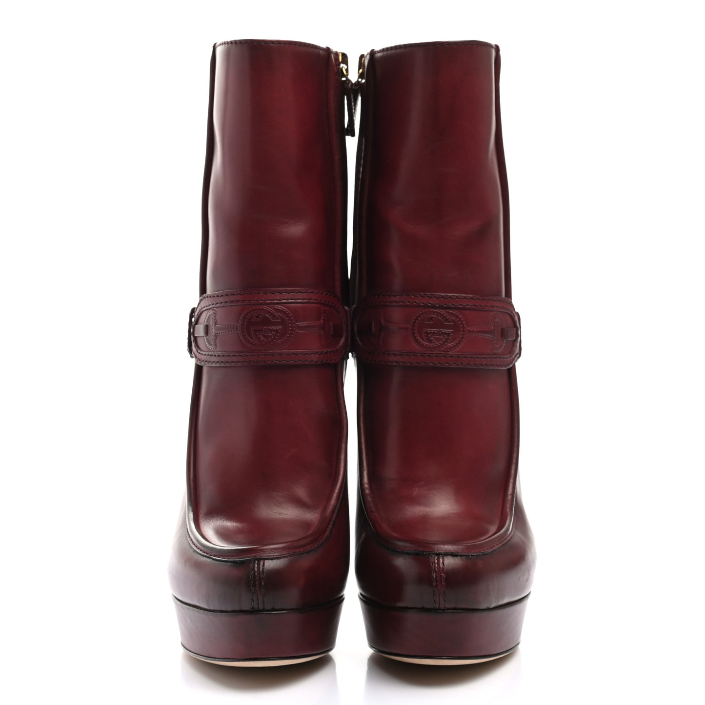Calfskin Platform Ankle Boots 37.5 Scarlatto