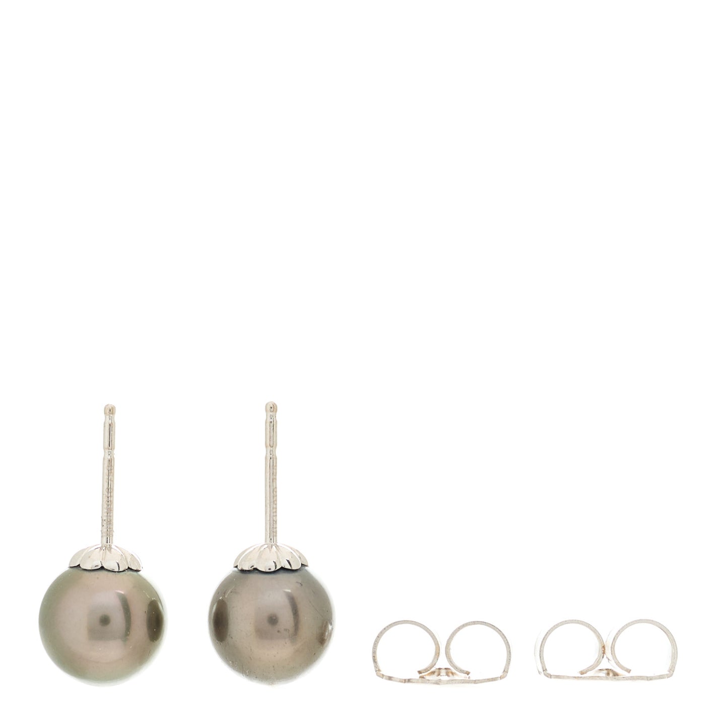 18K White Gold Black South Sea Pearl 9mm Stud Earrings