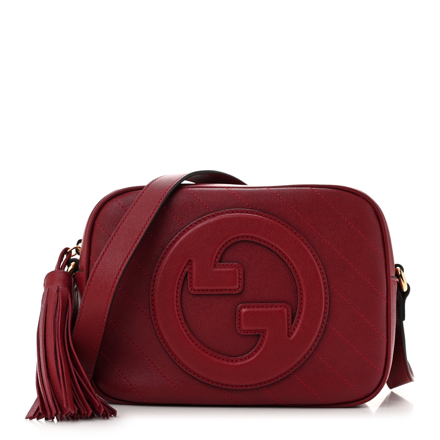 Sakai Be Green Calfskin Diagonal Stitched Small Blondie Shoulder Bag Rosso
