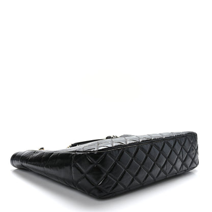 Chanel Shiny Aged Calfskin Quilted Large Shopping Bag Black 4 of 9