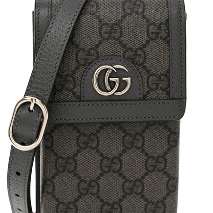 Gucci GG Supreme Monogram Textured Dollar Calfskin Phone Crossbody Bag Grey Black Graphite Grey 8 of 10