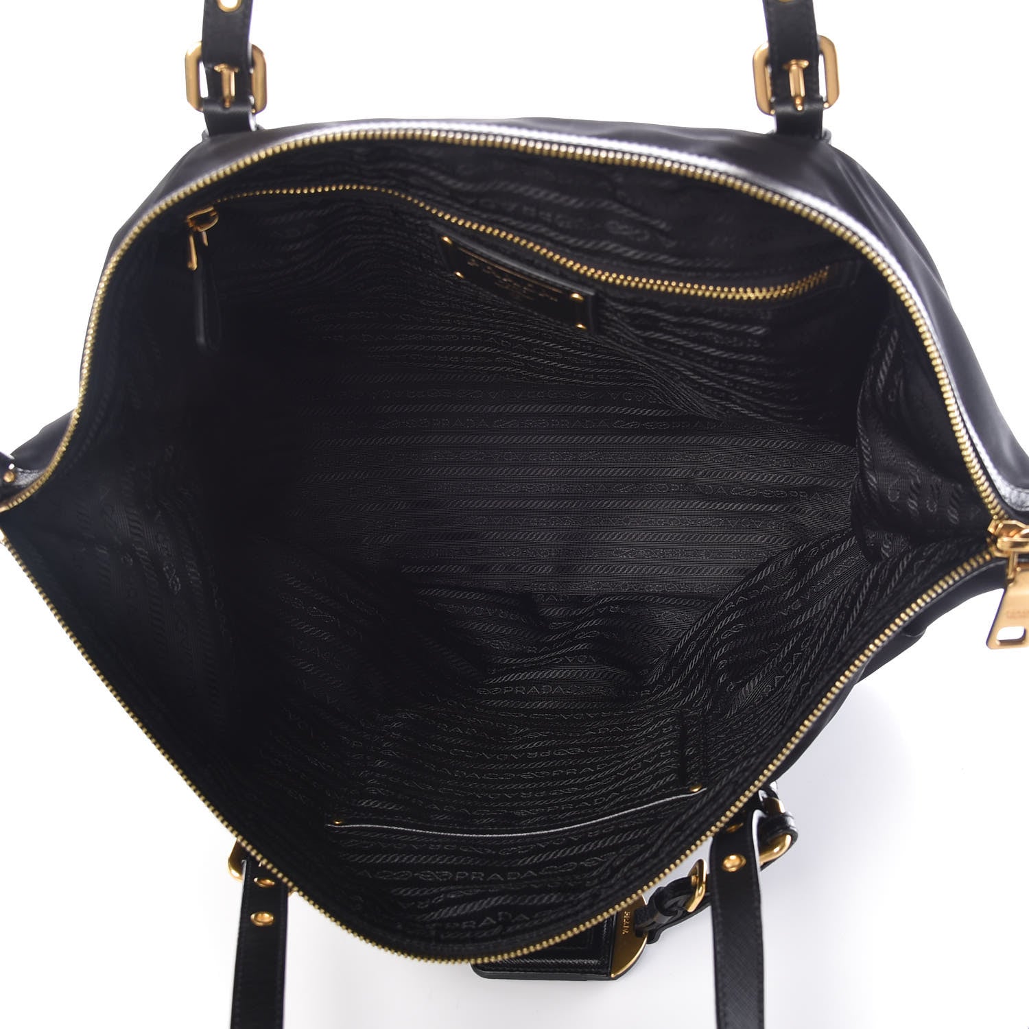 Prada Tessuto Nylon Saffiano Jacquard Logo Tote Black 5 of 9
