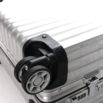 Fendi X RIMOWA Aluminum FF Print Roll Away Carry On Luggage Silver Red 8 of 11