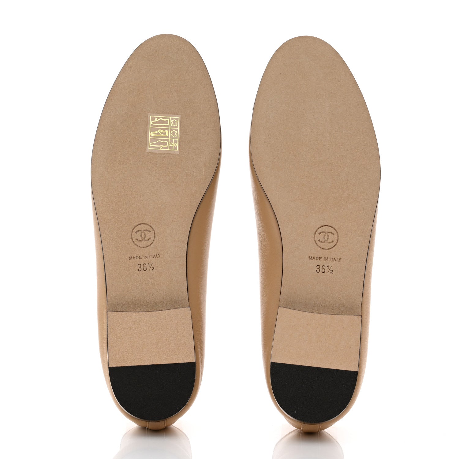Chanel Lambskin Cap Toe CC Ballerina Flats 36.5 Beige Black 5 of 9