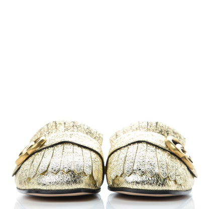 Gucci Galassia Womens GG Marmont Fringe Slippers 37 Platino 2 of 8