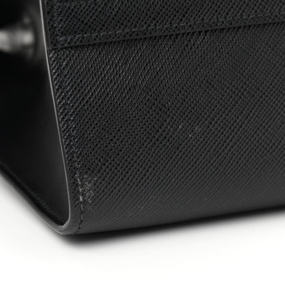 Prada Saffiano Cuir Calfskin Medium Monochrome Top Handle Tote Black 11 of 11