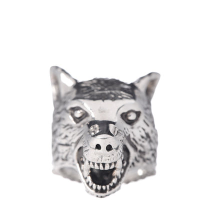 Gucci Sterling Silver Anger Forest Wolf Head Ring 54 6.75 3 of 10