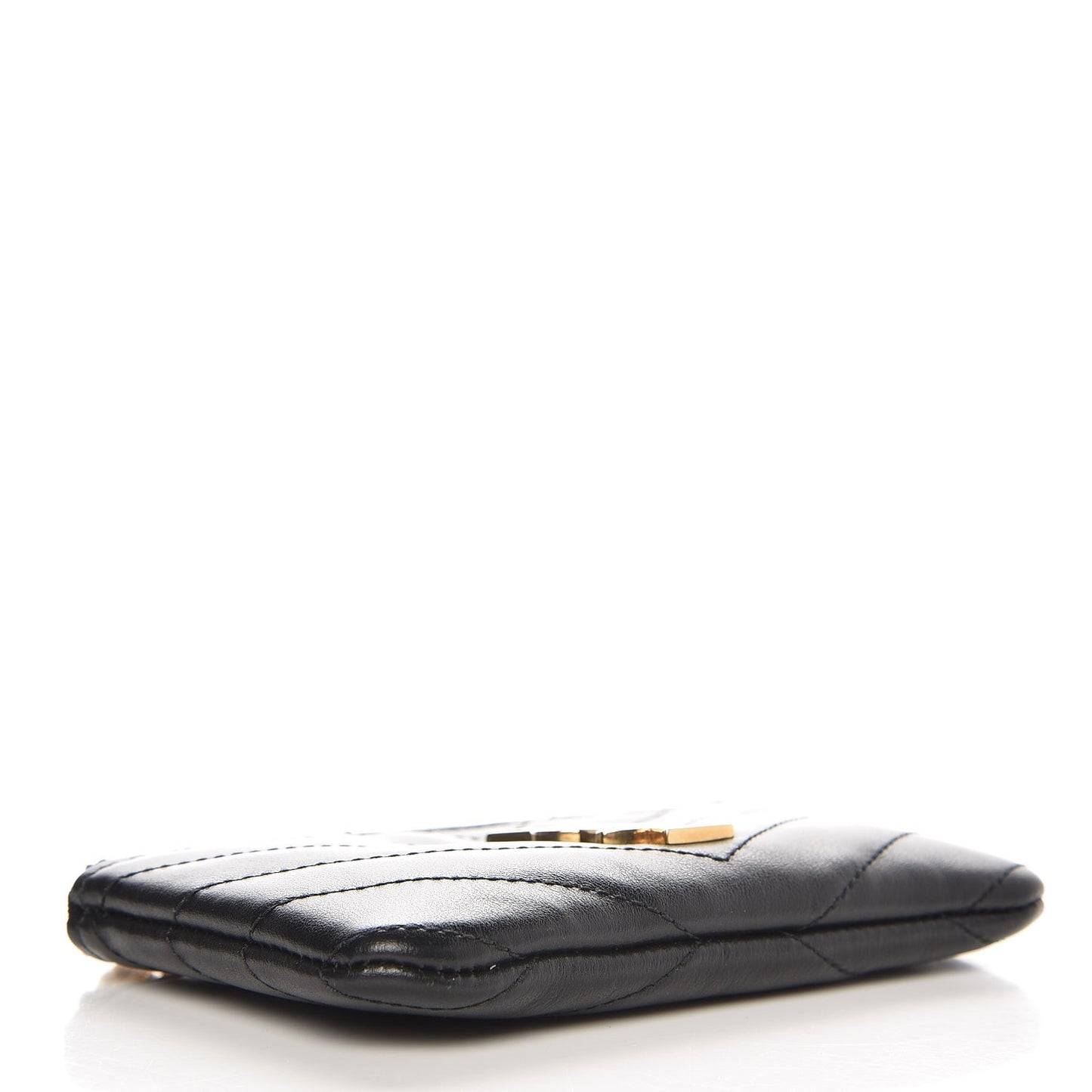 Calfskin Matelasse Monogram Key Pouch Black