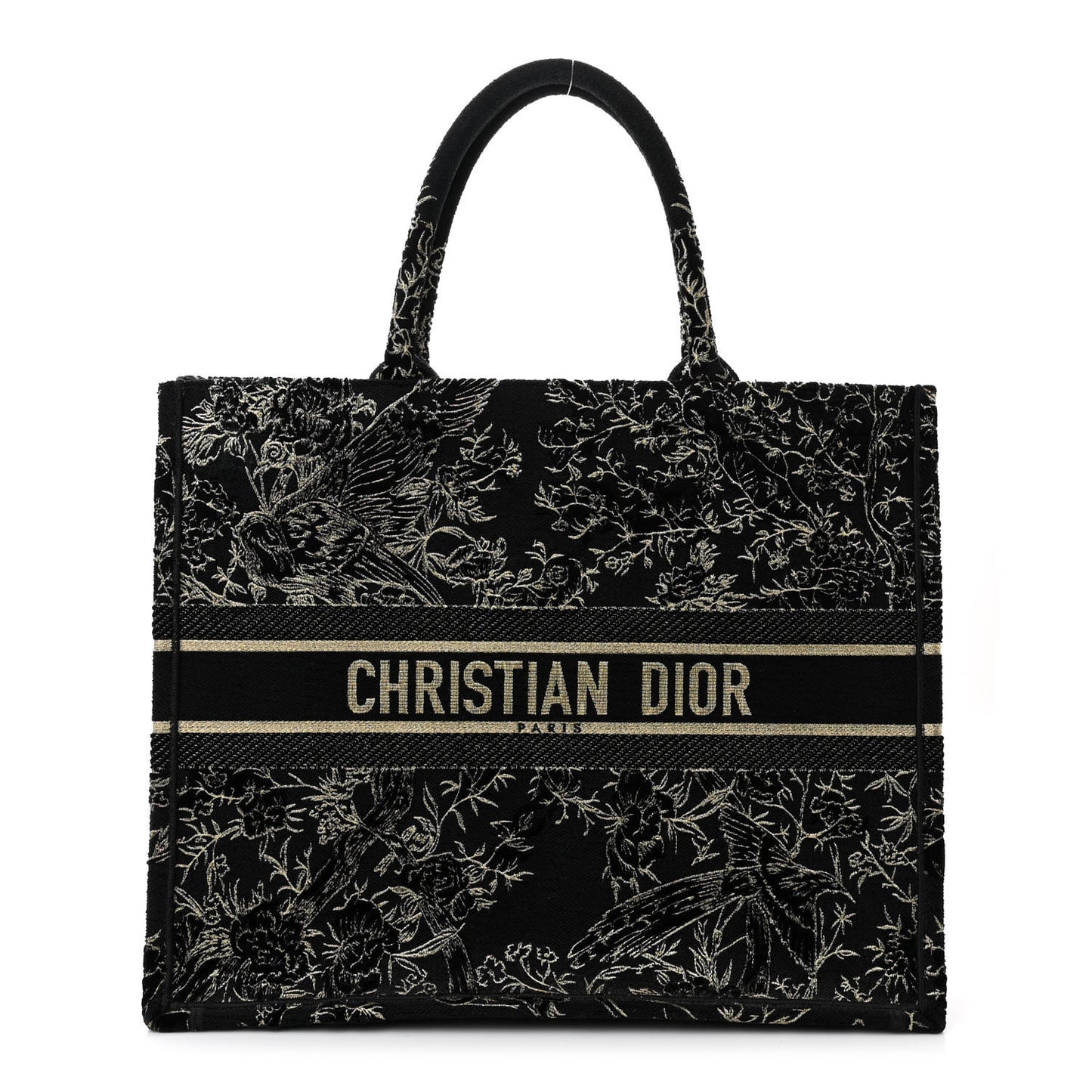 Velvet Jardin d'Hiver Embroidered Large Book Tote Black Gold