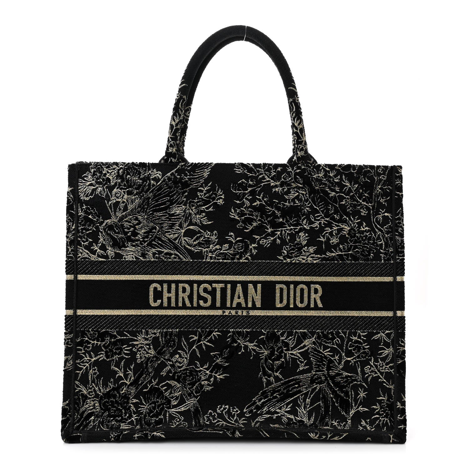 Christian Dior Velvet Jardin d'Hiver Embroidered Large Book Tote Black Gold 1 of 10